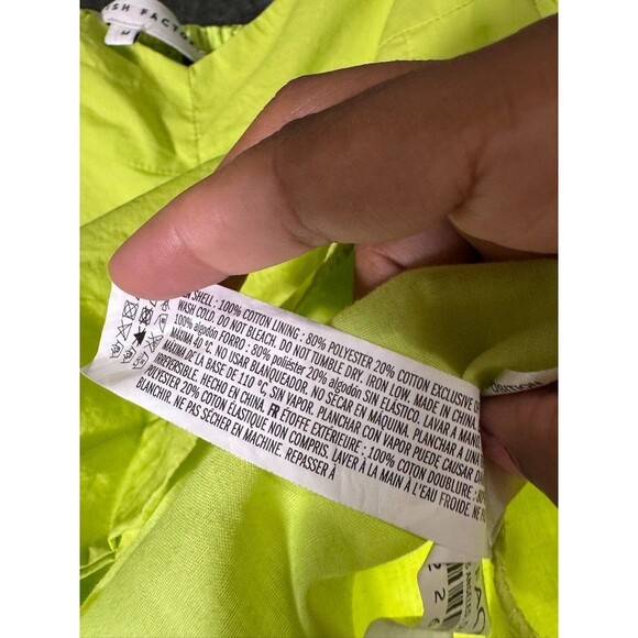 English Factory Top Women Medium green Short Sleeve Balloon Sleeve Peasant Boho - Picture 3 of 7